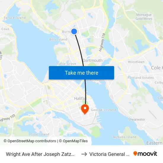 Wright Ave After Joseph Zatzman Dr (8867) to Victoria General Hospital map