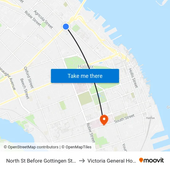 North St Before Gottingen St (7347) to Victoria General Hospital map
