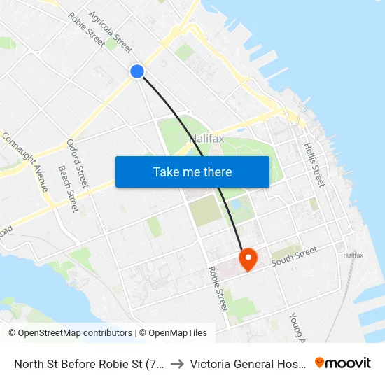 North St Before Robie St (7341) to Victoria General Hospital map