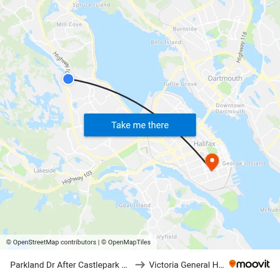 Parkland Dr After Castlepark Grv (9029) to Victoria General Hospital map