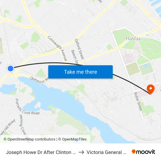 Joseph Howe Dr After Clinton Ave (7006) to Victoria General Hospital map