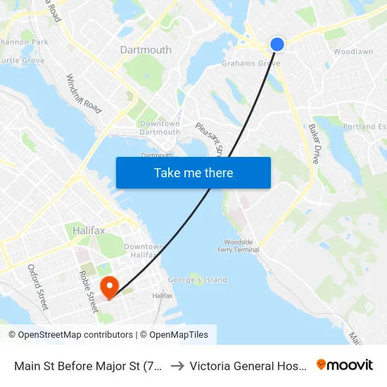 Main St Before Major St (7175) to Victoria General Hospital map