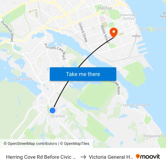 Herring Cove Rd Before Civic 427 (6892) to Victoria General Hospital map