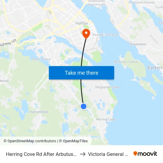 Herring Cove Rd After Arbutus Ave (6895) to Victoria General Hospital map