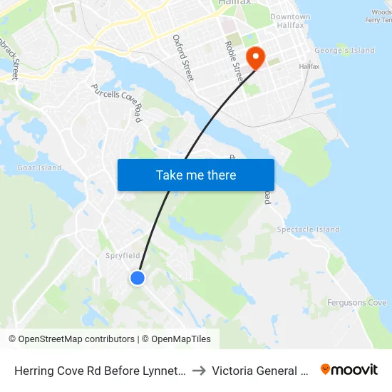 Herring Cove Rd Before Lynnett Rd (6898) to Victoria General Hospital map
