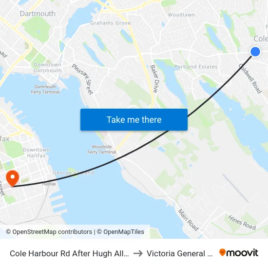 Cole Harbour Rd After Hugh Allen Dr (6479) to Victoria General Hospital map