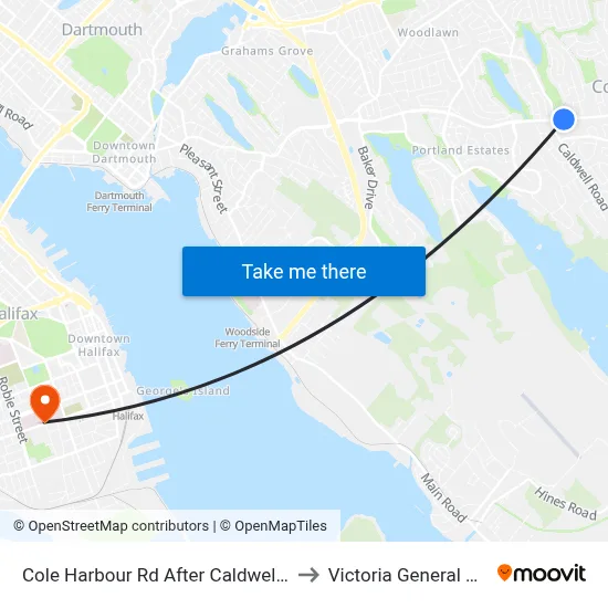 Cole Harbour Rd After Caldwell Rd (6474) to Victoria General Hospital map