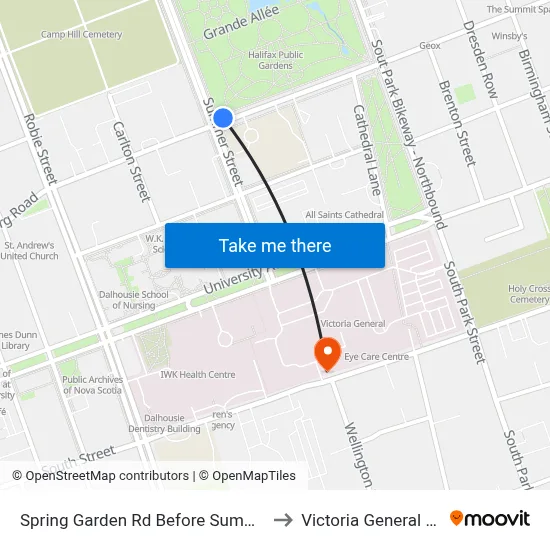 Spring Garden Rd Before Summer St (8335) to Victoria General Hospital map