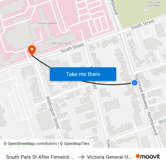 South Park St After Fenwick St (8315) to Victoria General Hospital map