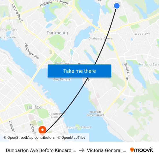 Dunbarton Ave Before Kincardine Dr (6592) to Victoria General Hospital map
