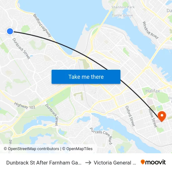 Dunbrack St After Farnham Gate Rd (6593) to Victoria General Hospital map