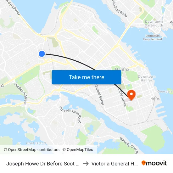 Joseph Howe Dr Before Scot St (6986) to Victoria General Hospital map