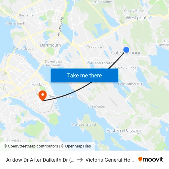 Arklow Dr After Dalkeith Dr (6045) to Victoria General Hospital map