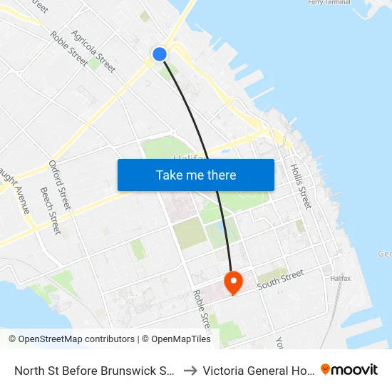 North St Before Brunswick St (7351) to Victoria General Hospital map