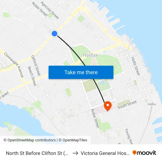 North St Before Clifton St (7352) to Victoria General Hospital map