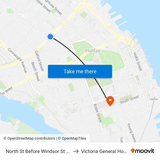 North St Before Windsor St (7357) to Victoria General Hospital map