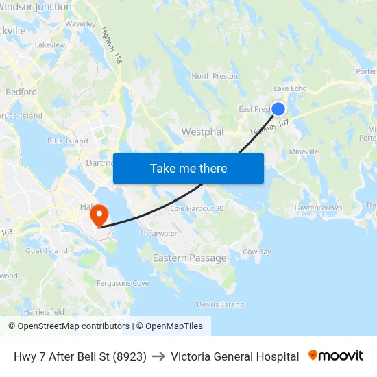 Hwy 7 After Bell St (8923) to Victoria General Hospital map