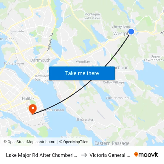 Lake Major Rd After Chamberlain Dr (7103) to Victoria General Hospital map