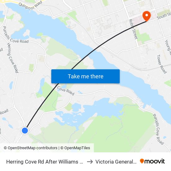 Herring Cove Rd After Williams Lake Rd (6867) to Victoria General Hospital map