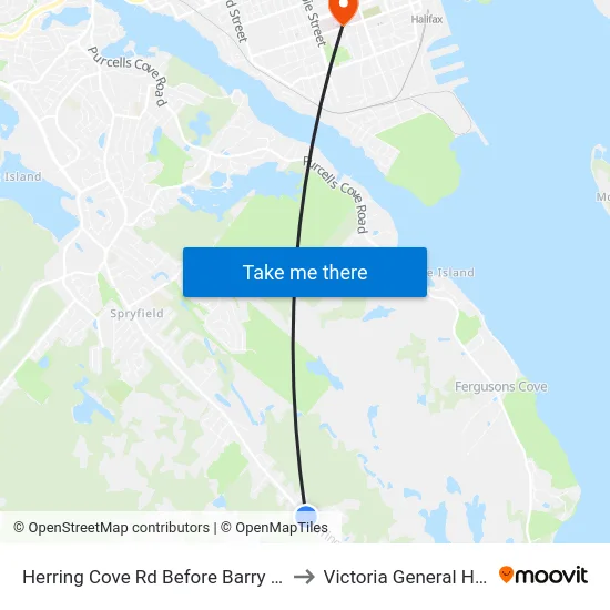 Herring Cove Rd Before Barry Cr (6914) to Victoria General Hospital map