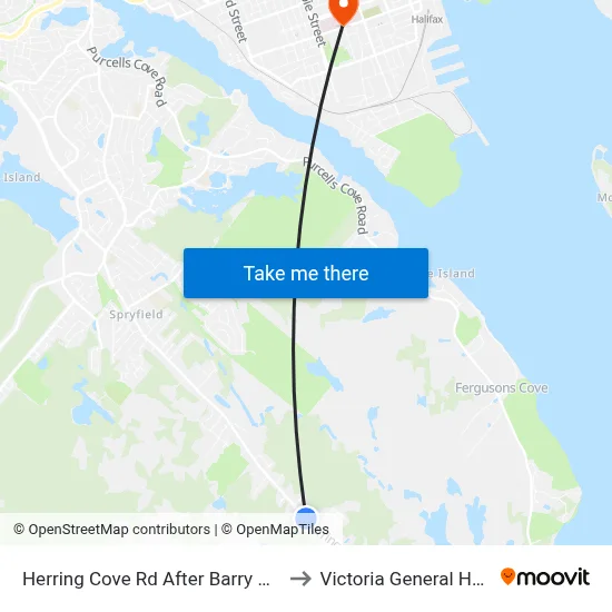 Herring Cove Rd After Barry Cr (6913) to Victoria General Hospital map