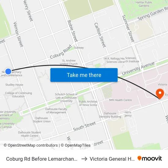 Coburg Rd Before Lemarchant St (6449) to Victoria General Hospital map