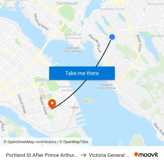 Portland St After Prince Arthur Ave (8044) to Victoria General Hospital map