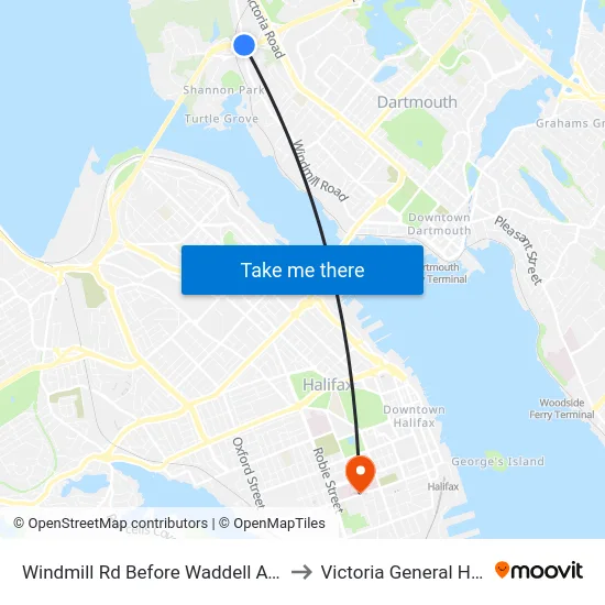 Windmill Rd Before Waddell Ave (8511) to Victoria General Hospital map