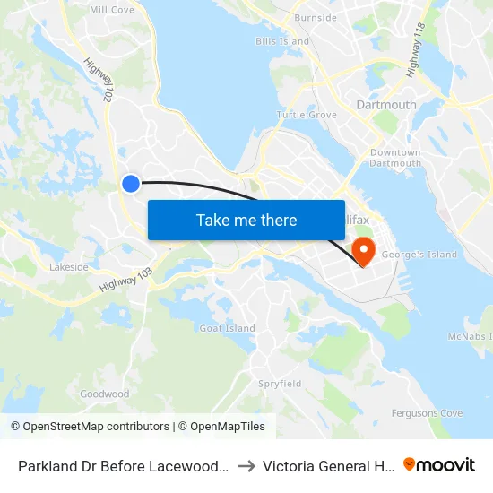 Parkland Dr Before Lacewood Dr (7438) to Victoria General Hospital map