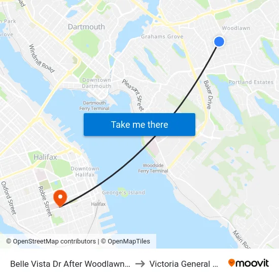 Belle Vista Dr After Woodlawn Rd (6292) to Victoria General Hospital map