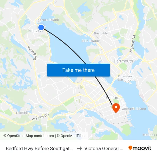 Bedford Hwy Before Southgate Dr (6290) to Victoria General Hospital map