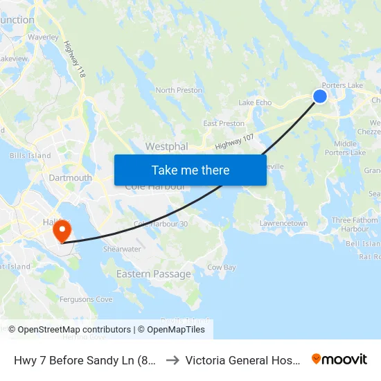 Hwy 7 Before Sandy Ln (8916) to Victoria General Hospital map