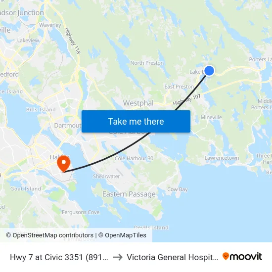 Hwy 7 at Civic 3351 (8917) to Victoria General Hospital map