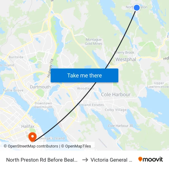 North Preston Rd Before Beals Cr (7113) to Victoria General Hospital map