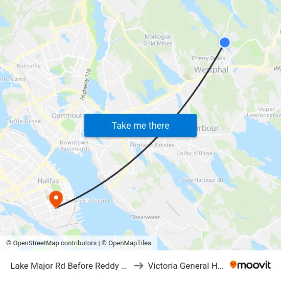Lake Major Rd Before Reddy Dr (7111) to Victoria General Hospital map