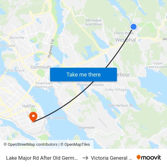 Lake Major Rd After Old German Rd (7110) to Victoria General Hospital map