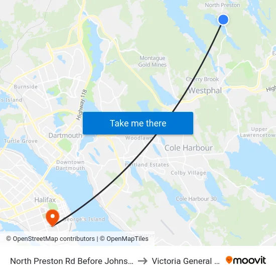 North Preston Rd Before Johnson Rd (7117) to Victoria General Hospital map