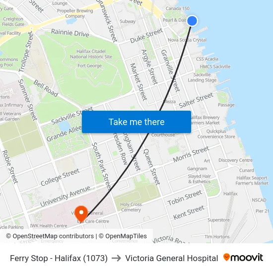 Ferry Stop - Halifax (1073) to Victoria General Hospital map
