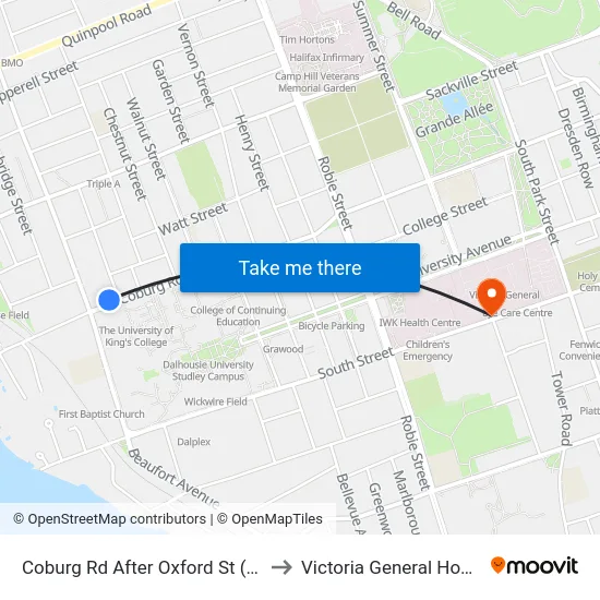 Coburg Rd After Oxford St (6453) to Victoria General Hospital map