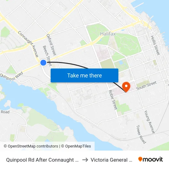Quinpool Rd After Connaught Ave (8135) to Victoria General Hospital map