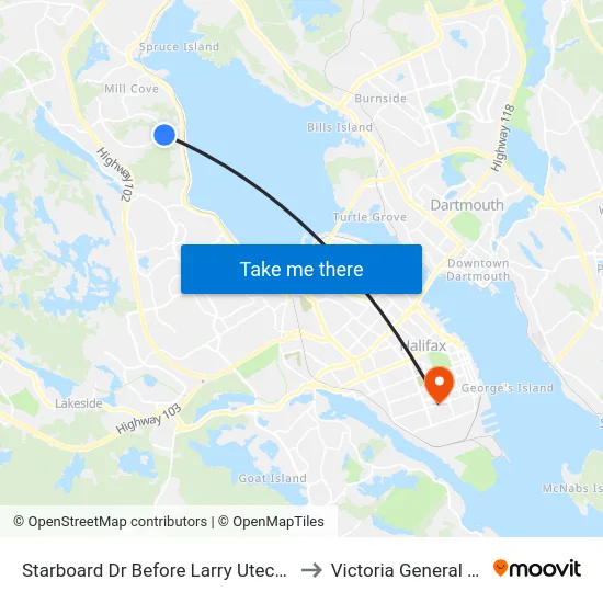 Starboard Dr Before Larry Uteck Blvd (8352) to Victoria General Hospital map