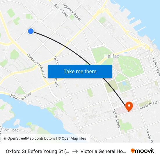 Oxford St Before Young St (7423) to Victoria General Hospital map