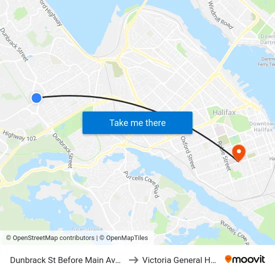 Dunbrack St Before Main Ave (6604) to Victoria General Hospital map