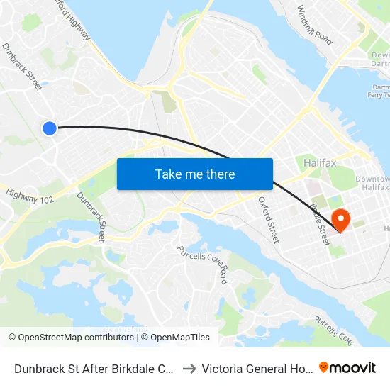 Dunbrack St After Birkdale Cr (6605) to Victoria General Hospital map