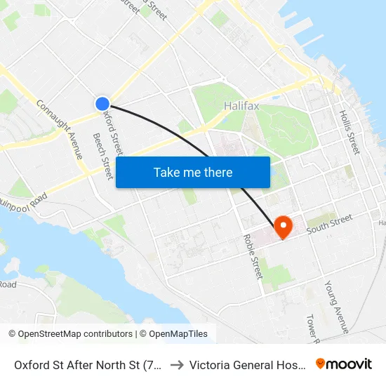 Oxford St After North St (7411) to Victoria General Hospital map