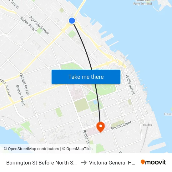 Barrington St Before North St (6115) to Victoria General Hospital map