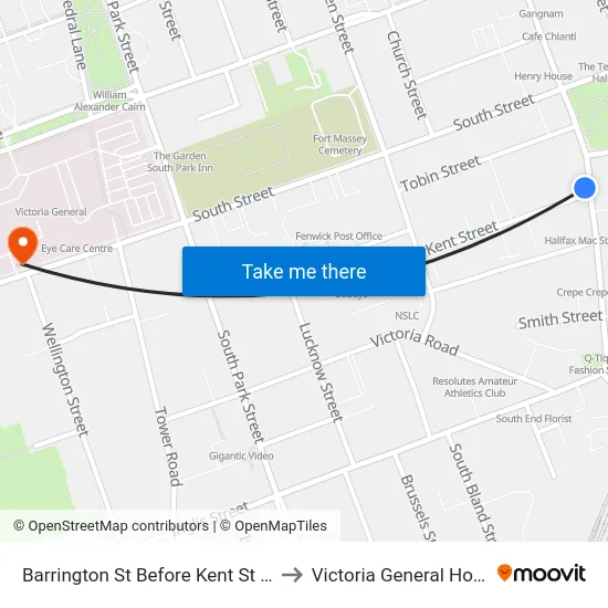 Barrington St Before Kent St (6112) to Victoria General Hospital map