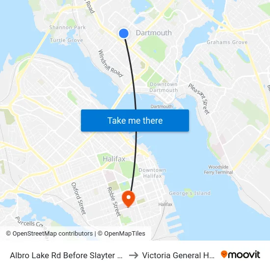 Albro Lake Rd Before Slayter St (6021) to Victoria General Hospital map