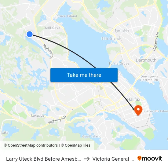 Larry Uteck Blvd Before Amesbury Gt (6027) to Victoria General Hospital map