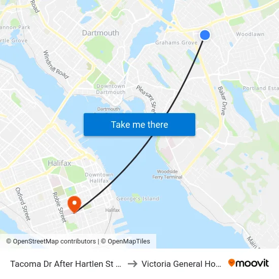 Tacoma Dr After Hartlen St (9076) to Victoria General Hospital map